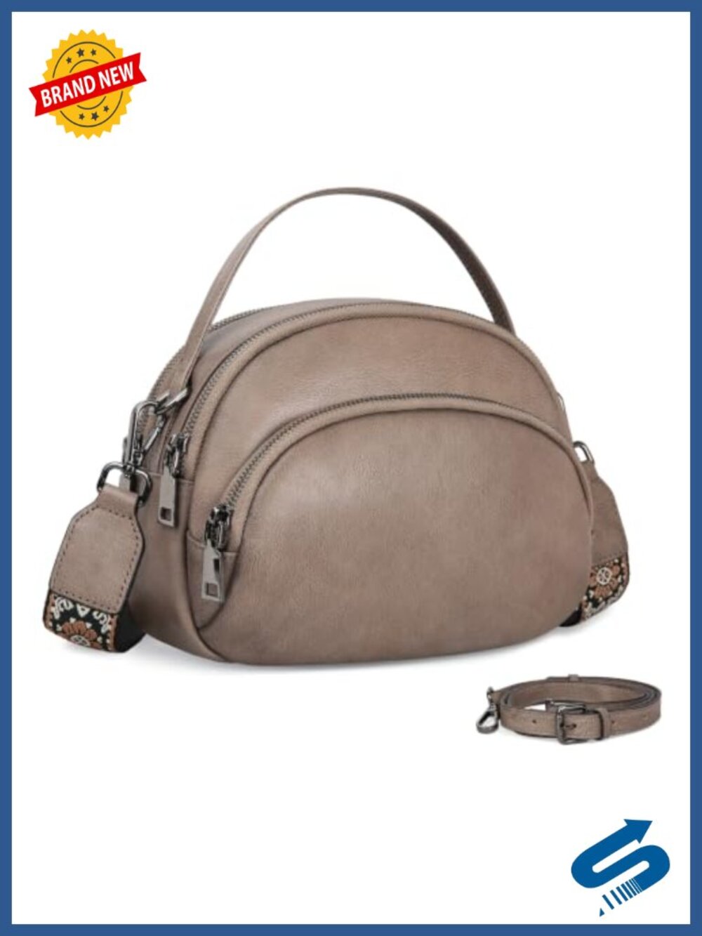 Genuine Leather Crossbody Bag Small Shoulder Purse Multi-Strap